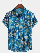Men’s Casual Floral Print Short Sleeve Breathable Holiday Beach Shirt