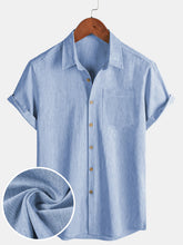 Men's Comfort Solid Blue Sport Short Sleeve Shirt