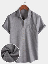 Men's Casual Solid Soft Casual Button Up Short Sleeve Shirt