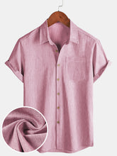 Men's Comfort Solid Pink Sport Short Sleeve Shirt