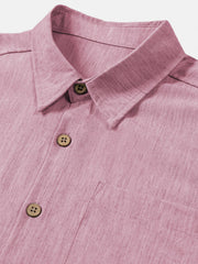Men's Comfort Solid Pink Sport Short Sleeve Shirt
