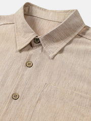 Men's Comfort Solid Beige Sport Short Sleeve Shirt