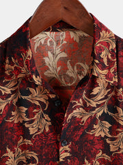 Men's Vintage Floral Print Short Sleeve Button Up Hawaiian Summer Shirt
