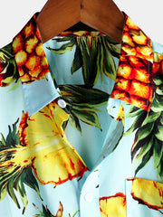 Men's Casual Pineapple Pattern Cotton Shirt