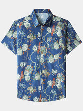 Men’s Cotton Beach Floral Short Sleeve Button Down Breathable Cool Shirt