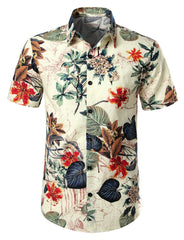Men's Floral Cotton Tropical Hawaiian Plant Shirt