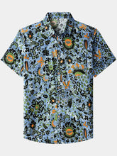 Men’s Boho Floral Short Sleeve Breathable Cool Casual Vacation Shirt
