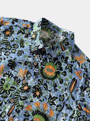 Men’s Boho Floral Short Sleeve Breathable Cool Casual Vacation Shirt