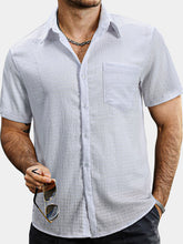 Men's Summer Solid Color Pocket Casual Short Sleeve Shirt