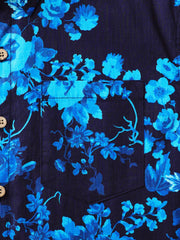Men’s Weekend Barbecue Casual Breathable Flower Cotton Short Sleeve Shirt