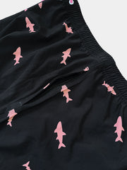 Men's Shark Print Quick Dry Beach Shorts Swim Trunks