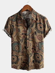 Men's Vintage Cotton Casual Short Sleeve Shirt