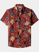 Men’s Classic Vintage Floral Short Sleeve Button Down Breathable Cool Shirt