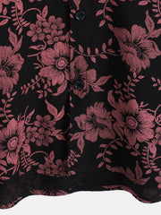 Men's Floral Print Vintage Flower Holiday Breathable Button Up Hawaiian Short Sleeve Shirt