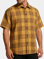Men's Yellow Plaid Sleeveless Casual Shirt