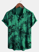Men's Floral Vintage Summer Hawaiian Rayon Holiday Button Up Short Sleeve Shirt