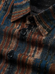 Men's Striped Vintage Button Up Short Sleeve Shirt