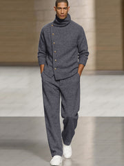 Smart Casual Turtleneck Pullover Pants Set