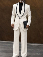 Elegant Contrast Shawl Collar Blazer Set