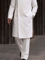 Minimalist Mandarin Collar Long Coat Pants Set