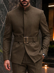 Urban Sleek Belted Blazer and Pants Set