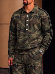 Urban Casual Camo Print Polo Shirt Set