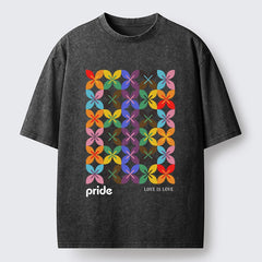 Tokyo-Tiger Pride Geometric Flower Pattern Washed T-Shirt