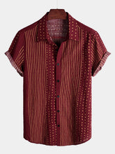 Men's Breathable Cotton Short Sleeve Striped Shirt