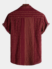 Men's Breathable Cotton Short Sleeve Striped Shirt