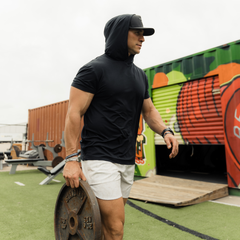 Short Sleeve Performance Hoodie - Black