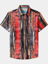 Men’s Vintage Abstract Textured Cotton Cool Comfort Beach Party Holiday Short Sleeve Shirt
