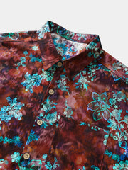 Men’s Vintage Tropical Printed Cotton Cool Comfort Beach Party Holiday Short Sleeve Shirt