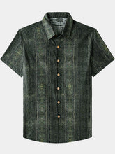 Men’s Vintage Boho Pattern Cotton Lightweight Breathable Cool Summer Holiday Short Sleeve Shirt