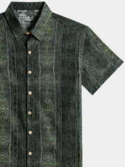 Men’s Vintage Boho Pattern Cotton Lightweight Breathable Cool Summer Holiday Short Sleeve Shirt