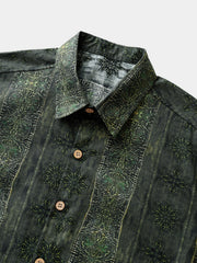 Men’s Vintage Boho Pattern Cotton Lightweight Breathable Cool Summer Holiday Short Sleeve Shirt