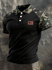 Men's Retro Patriot Camouflage Patchwork T-shirt