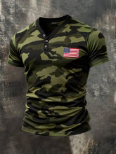 Men's Retro Camouflage Patriot Casual Short-Sleeve Top