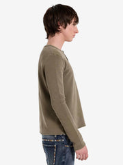 COTTON WAFFLE HENLEY TOP