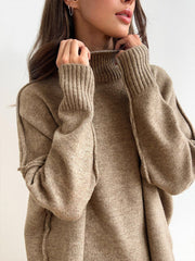 Corinne | Women's Oversized Two-Piece Set, Wide-Leg Turtleneck Lounge Set