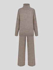 Corinne | Women's Oversized Two-Piece Set, Wide-Leg Turtleneck Lounge Set