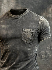 Men's Retro Pure Cotton Washed Casual Original Collar Short-Sleeve Top