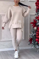 Mackenzie | Women's Oversized Sweatshirt with Slits and Leggings Set, Two-Piece Lounge Set