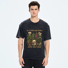 Tokyo-Tiger Edible Plants Some Only Once Joke Washed T-Shirt