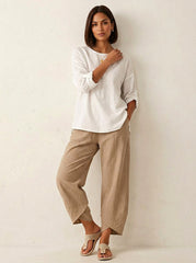 Esme | Women's Lightweight Linen Trousers, Breathable Autumn Trousers