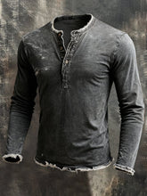 Men'S Vintage Washed Cotton Long-Sleeved T-Shirt
