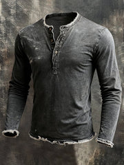 Men'S Vintage Washed Cotton Long-Sleeved T-Shirt