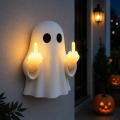 Halloween Ghost Middle Finger Night Light – Funny Glowing Wall Decor