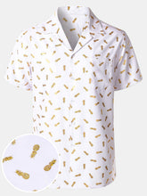 Men's Pineapple Print Cuban Collar Short Sleeve Shirt