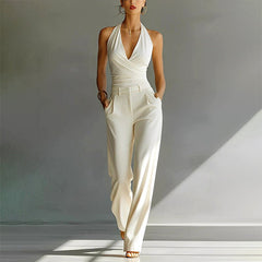 Brittany | Women's Wide-Leg Jumpsuit with Wrap Front, V-Neck Two-Piece Set