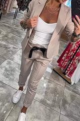 Jenna | Women's Long-Sleeve Button Detail Two-Piece Set, Relaxed Fit Lounge Set